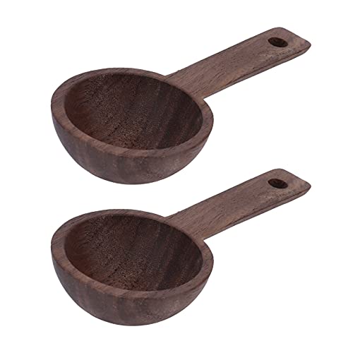  Coffee Scoop, Wooden Measuring Spoon Walnut Teaspoon Coffee Accessories Coffee Bean Measuring Spoon For Coffee Tea Sugar Dlour Spices(2)