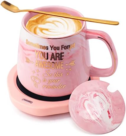  Coffee Mug Warmer & Best MOM Ever Mug Set, Electric Cup Warmer For Desk Office Home, Beverage Warmer With 2 Temperature Setting, 8-Hours Auto Shut Off, Best Mothers Day Mom Gifts From Daughter Son