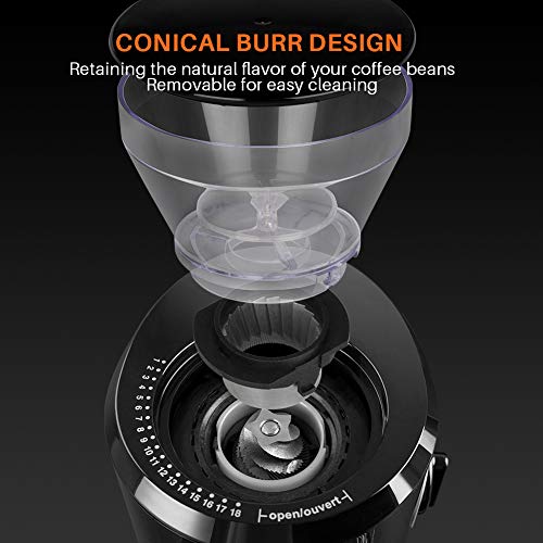  Burr Coffee Grinder, Conical Burr Mill Grinder With 18 Grind Settings From Ultra-fine To Coarse, Electric Coffee Grinder For French Press, Percolator, Drip, American And Turkish Coffee Makers