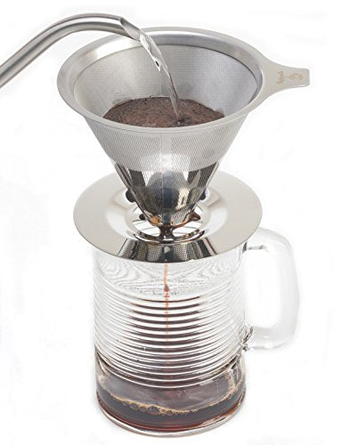  é Pour Over Coffee Dripper Stainless Steel Reusable Drip Cone Coffee Filter Portable Pour-Over Coffee Maker Paperless Metal Fine Mesh Strainer Coffee Pourover Brewer Camping Coffee Maker