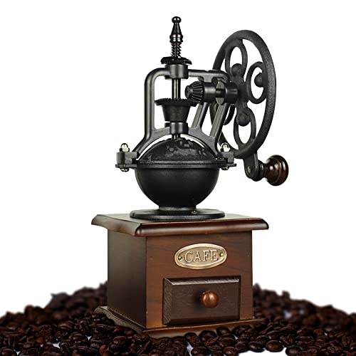  Manual Coffee Grinder Antique Wooden Coffee Grinder Roller Grain Mill Hand Crank Coffee Grinders, Apply To French Press, Espresso, Drip Coffee, Cold & Turkish Brew