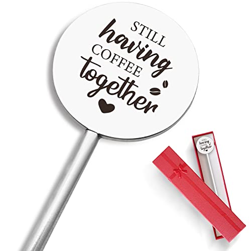  PZJIEAN Still Having Coffee Together, Funny Engraved Stainless Coffee Stir Sticks With Gift Box, Coffee Beverage Stirrer Accessories, Gifts For Women, Men, Friends, Coworker, Coffee Lover