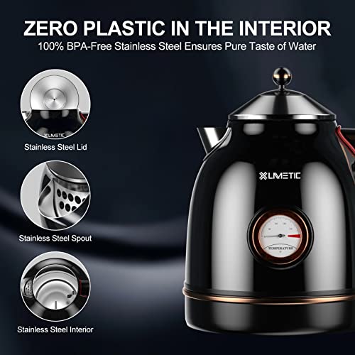  Lectric Tea Kettle, 1.7L Hot Water Boiler With Thermometer, 1800W Heater Kettles With LED Light, Fast Boiling, Auto Shut Off Kettle For Coffee