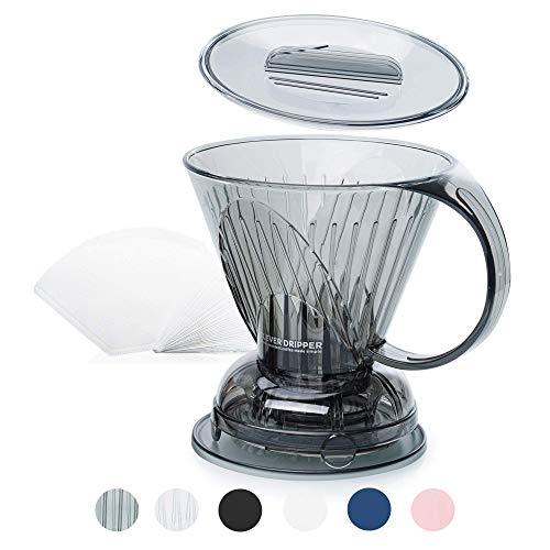  Coffee Dripper And Filters, Large 18 Oz (Cloud)| Barista's Choice| Safe BPA Free Plastic|Includes 100 Filters