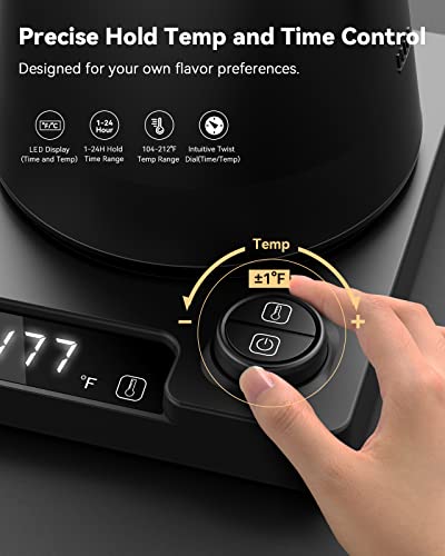  Gooseneck Electric Kettle, Gooseneck Kettle For Coffee And Tea,0.9L Temperature Control Tea Kettles 1200W Rapid Heating Auto Shutoff Anti-dry Coffee Kettle Black