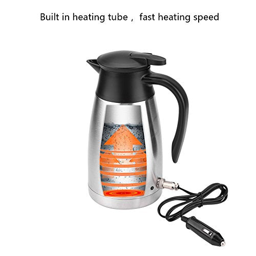  1000ML Car Electric Kettle, Water Heater Bottle 12/24V Heating Boiler 304 Stainless Steel Mug Kettle For Travel Camping Lorry Truck-Food-Grade