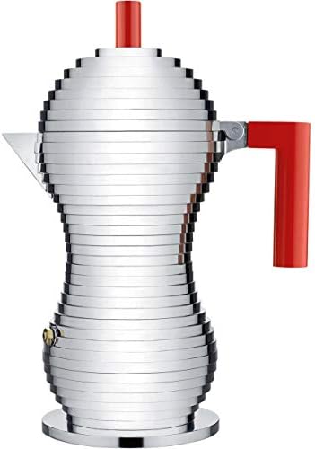 Alessi MDL02/6RFM Pulcina Espresso Coffee Maker, 6 Cups, Red