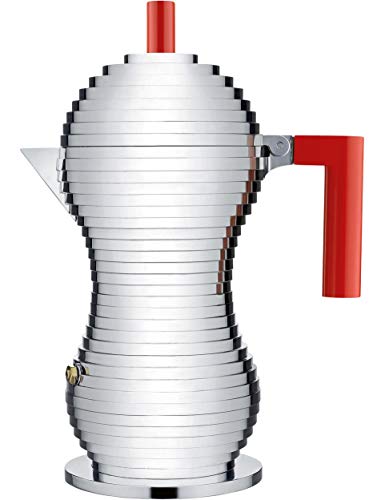 Alessi MDL02/6RFM Pulcina Espresso Coffee Maker, 6 Cups, Red