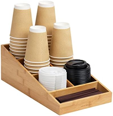  Mind Reader Anchor Collection, 7-Compartment Coffee Cup And Condiment Dispenser, Countertop Organizer, Set Of 2, Black