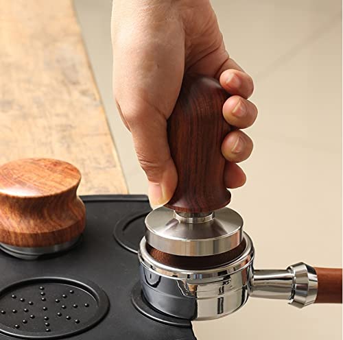  NHUNI Calibrated Espresso Tamper, Calibrated Coffee Tamper With Spring Loaded Wooden Handle Stainless Steel Flat Base (Color : E, Size : 53mm)
