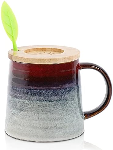  Tea Mug With Infuser And Lid, 16.5 OZ Tea Infuser Cup, Tea Strainer Cup With Large Handle For Loose Tea, Ceramic Tea Steeping Mug, Microwave And Dishwasher Safe Coffee Mug (Black And White)