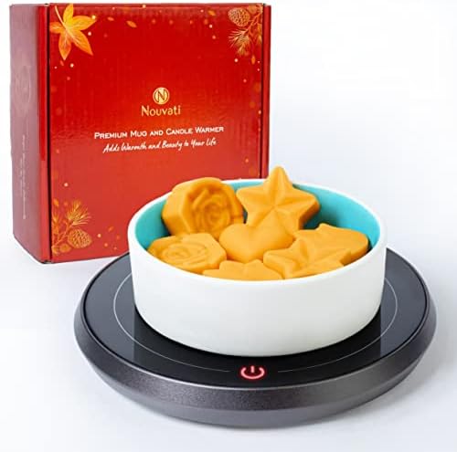  4-in-1 Wax Melt Warmer/Candle Warmer/Mug Warmer-Coffee Warmer For Desk Auto Shut-Off: Excellent Heating, Advanced Sensor, Safety Features, Stylish And Compact (Wood Grain)