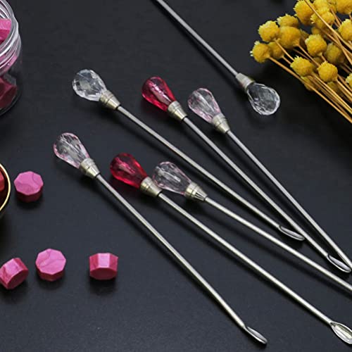  4pcs Stainless Steel Stirrer Mixing Spoons Seal Wax Stirring Sticks Spoons Creative Sealing Wax Stir Rods Random Color