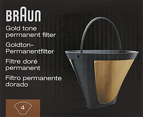Braun Gold Tone Permanent Coffee Filter, Reusable #4 Cone Shaped, No Paper Filter Needed, Fits Coffee Makers Series 7 & Series 9, BRSC002 ,Black