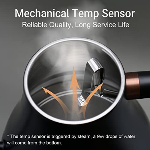  Electric Kettle Gooseneck Water Kettle Stainless Steel Tea Kettle Water Boiler Fast Heating, Auto Shut Off, 27 Ounce, 1000W, Matte Black