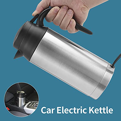  Car Kettle Boiler Sunsbell 650ml Car Heating Travel Cup Stainless Steel Mug Car Coffee Cup Warmer With DC 12V Charger For Car (Kettle Boiler)