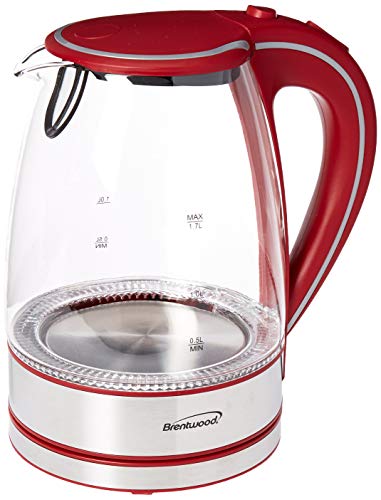  Appliances KT-1900R Tempered Glass Tea Kettles, 1.7-Liter, Red