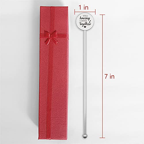  PZJIEAN Still Having Coffee Together, Funny Engraved Stainless Coffee Stir Sticks With Gift Box, Coffee Beverage Stirrer Accessories, Gifts For Women, Men, Friends, Coworker, Coffee Lover