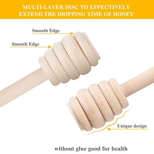  Honey Dippers 6 Inch, 20PCS Premium Wooden Honey Stirrer For Honey Jar Dispense Drizzle Honey And Wedding Party Gift