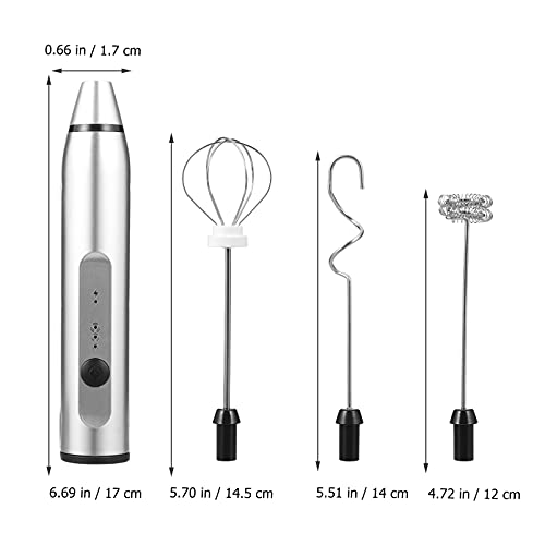  ILISTEN 1 Electric Milk Frother, Rechargeable Handheld Milk Frother, 3- Adjustable Foam Maker Blender With 3 Stainless Whisks For Latte, Cappuccino, Hot Chocolate, Frappe, Silver
