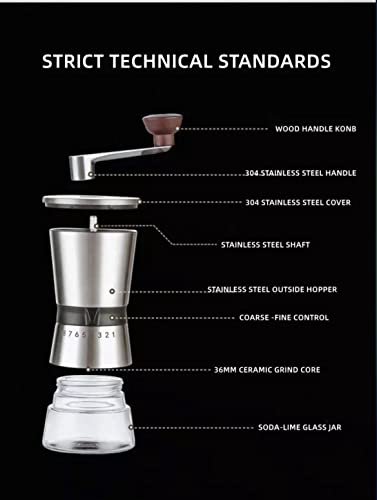  Manual Coffee Grinder 304 Stainless Steel Ceramic Burr Mill | Portable Coffee Bean Grinder By Cafecito Espresso Coffee