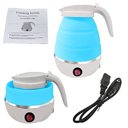  Foldable Portable Electric Kettle, Travel Folding Electric Kettle, Food-grade Silicone,3Mins Fast Boiling,600ML Portable Electric Kettle For Travel Or Camping With Power Cord 110/220V US Plug