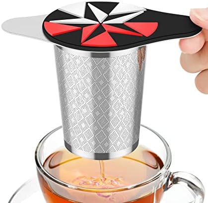  Large Tea Infuser Basket For Loose Tea With Blue Lid, Extra Fine Mesh & Premium 18/8 Stainless Steel Tea Strainer, Perfect For Hanging On Cups, Teapots To Brew All Kind Of Tea