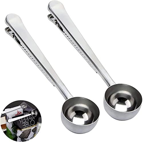  Coffee Scoop Clip Stainless Steel Tablespoon Coffee Spoon With Long Handle Multifunction Sealing Bag Clip For Tea, Coffee, Protein Powder, Instant Drinks, Kitchen Tools