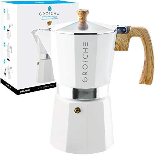  Milano Stovetop Espresso Maker Moka Pot 6 Espresso Cup - 9.3 Oz, White - Cuban Coffee Maker Stove Top Coffee Maker Moka Italian Espresso Greca Coffee Maker Brewer Percolator