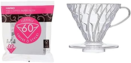 Hario V60 Paper Coffee Filters Single Use Pour Over Cone Filters Size 02 White, 100 Count, 2-pack