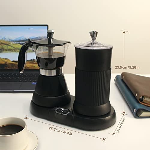  Espresso Machine,Portable Espresso Coffee Maker And Cappuccino Latte Machine With Milk Frother,Espresso Maker With Steamer,2 In 1 Moka Pot For Home,Office And Travel,2-3 Cups,Aluminum