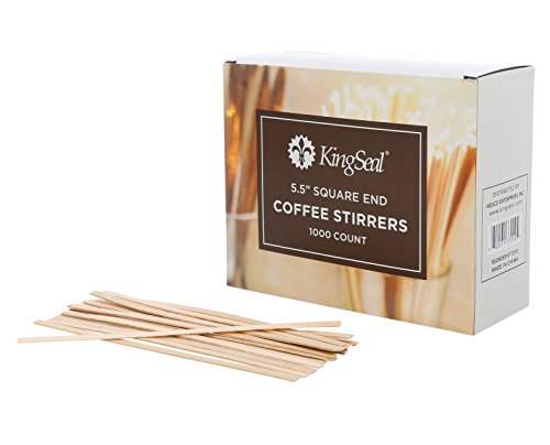  Natural Birch Wood Coffee Stirrers, Stir Sticks, 5.5 Inch, Square End, Earth-Friendly, Biodegradable - 2 Boxes Of 1000 (2000 Count)