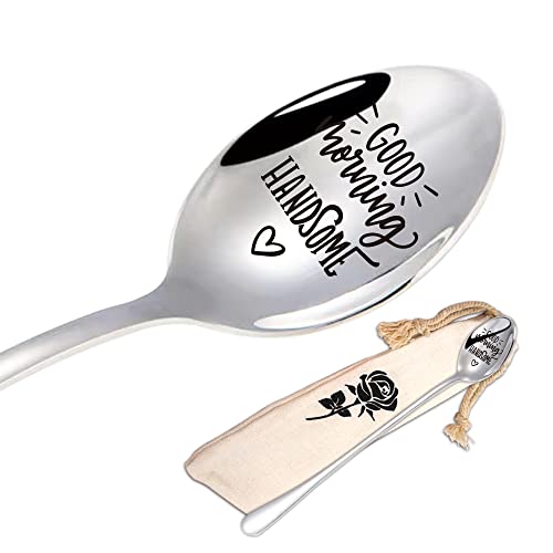  Good Morning Handsome Funny Spoon, Birthday Gift, Gift Basket Ideas, Coffee Lover, Boyfriend Gifts, Valentines Gift, Anniversary Spoon Gifts