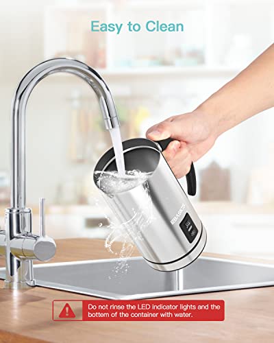  Milk Frother, EZBASICS Electric Milk Steamer Stainless Steel, 8oz/237ml Automatic Hot And Cold Foam Maker, Milk Warmer For Coffee, Latte, Cappuccinos With Two Whisks For Frothing And Heating Milk
