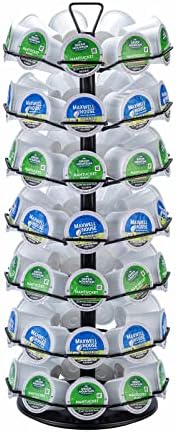  ZCDCP K Cup Holder, Keurig Coffee Pods Carousel With 360 Degree Rotation, 7 Tiers Coffee Pods Storage Carousel Holder For 63 Pods, Matte Black