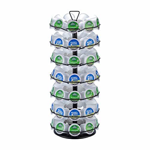  ZCDCP K Cup Holder, Keurig Coffee Pods Carousel With 360 Degree Rotation, 7 Tiers Coffee Pods Storage Carousel Holder For 63 Pods, Matte Black