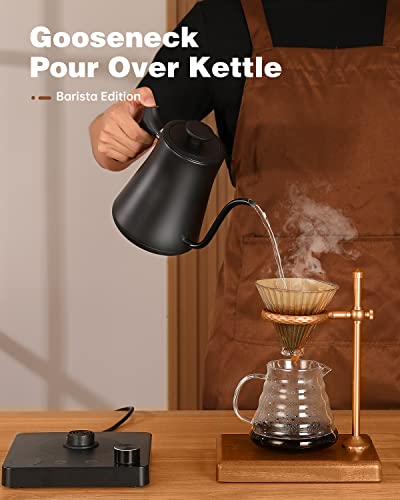  Gooseneck Electric Kettle 1.0L With Temperature Control,Ultra Fast Boiling Hot Water Kettle For Pour-Over Coffee/Tea,100% Stainless Steel, 5 Variable Presets, 12H Keep Warm,Leak-Proof, 1200W