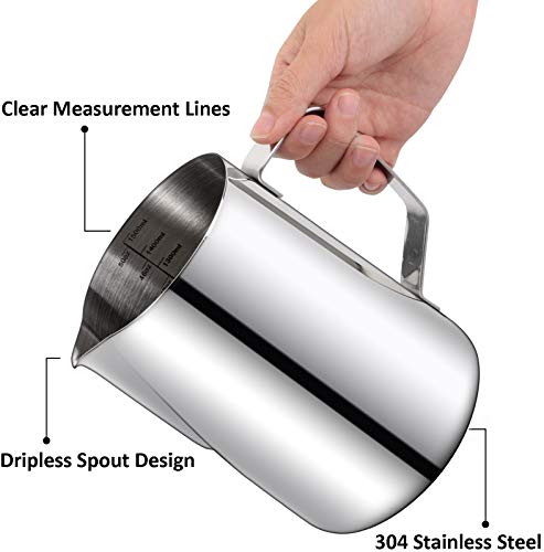  50oz Milk Frothing Pitcher, Stainless Steel Coffee Tools Cup Steaming Pitchers With Decorating Art Pen, Milk Coffee Cappuccino Latte Art Milk Jug Cup For Espresso Machines Latte Art