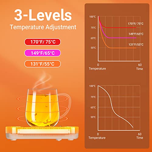  Offee Mug Warmer, CEROBEAR Mug Warmer For Desk 3 Temperature Control 130℉/150℉/170℉, Cup Warmer With Auto Shut Off For Coffee Milk Tea Beverage
