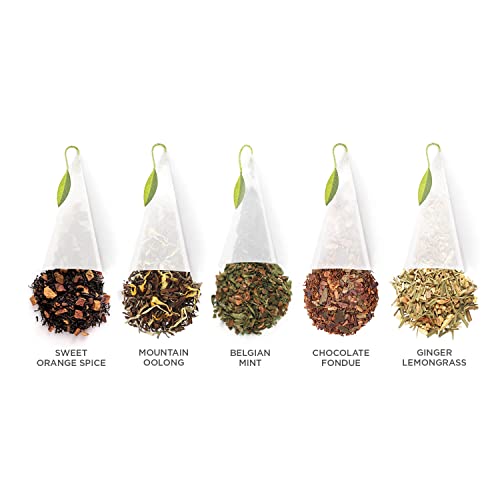  Presentation Box Winter Chalet Tea Sampler Gift Set, 20 Assorted Variety Handcrafted Pyramid Tea Infuser Bags With Winter Spiced Teas
