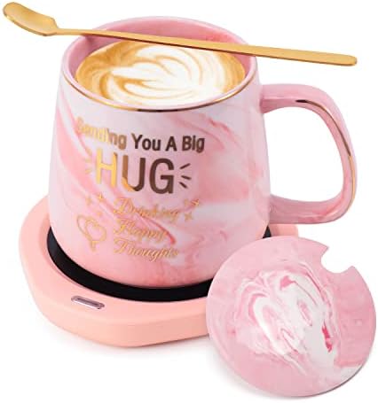  Coffee Mug Warmer & Best MOM Ever Mug Set, Electric Cup Warmer For Desk Office Home, Beverage Warmer With 2 Temperature Setting, 8-Hours Auto Shut Off, Best Mothers Day Mom Gifts From Daughter Son