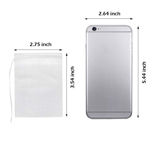  200 Pcs Disposable Tea Bags For Loose Leaf Tea, Empty Tea Bags For Loose Tea With Drawstring, Natural Tea Filter Bags For Loose Tea (3.54 X 2.75 Inch)