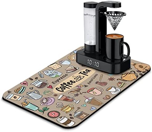  Coffee Bar Mat Accessories For Countertop Super Absorbent Anti-Slip Silicone Dish Drying Mats For Kitchen Counter Draining Pad Decor Gift Fit Coffee Maker Coffee Pot Espresso Machine 23inx15in