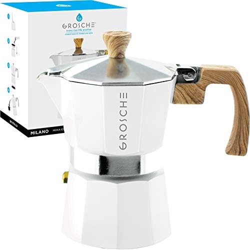  Milano Stovetop Espresso Maker Moka Pot 6 Espresso Cup - 9.3 Oz, White - Cuban Coffee Maker Stove Top Coffee Maker Moka Italian Espresso Greca Coffee Maker Brewer Percolator