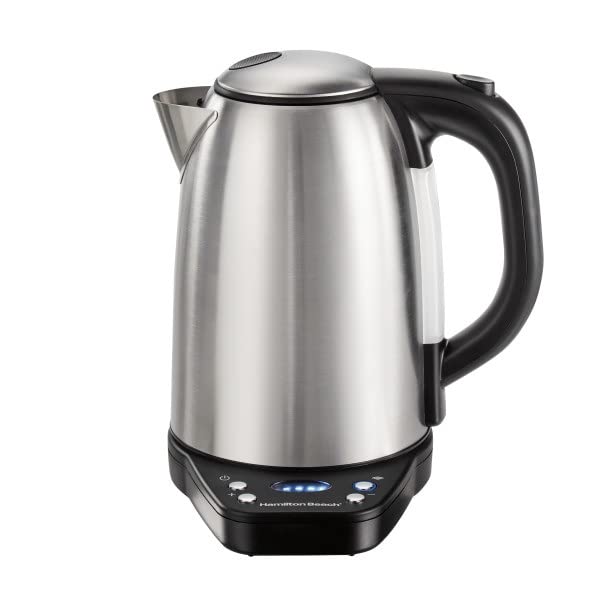 Hamilton Beach Smart Electric Tea Kettle & Water Boiler, Works With Alexa, 1.7 Liter, Fast Boiling 1500 Watts, Cordless, Keep Warm, Auto-Shutoff & Boil-Dry Protection, Stainless Steel (41036)