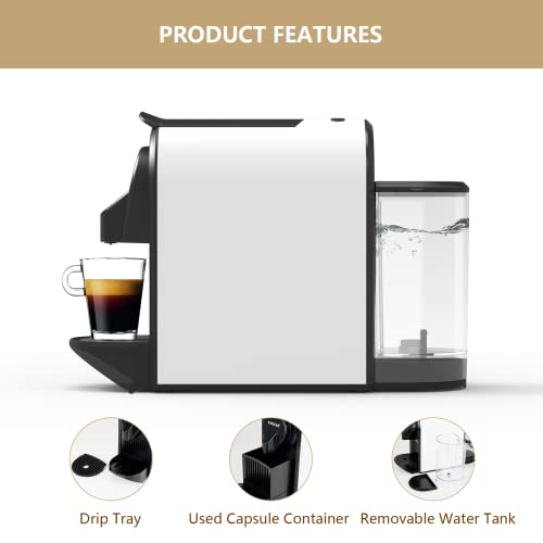  1400W Espresso Machine For Nespresso Capsules: Espresso And Lungo Cups, One Cup Premium Italian 20 Bar ODE Pump Espresso Maker - Perfect For Office & Coffee Lovers