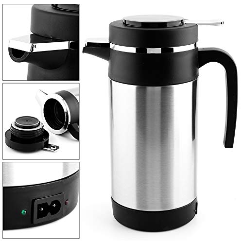  Electric Kettle 1000ML Stainless Steel Car Electric Kettle Coffee Tea Thermos Water Heating Cup 12V