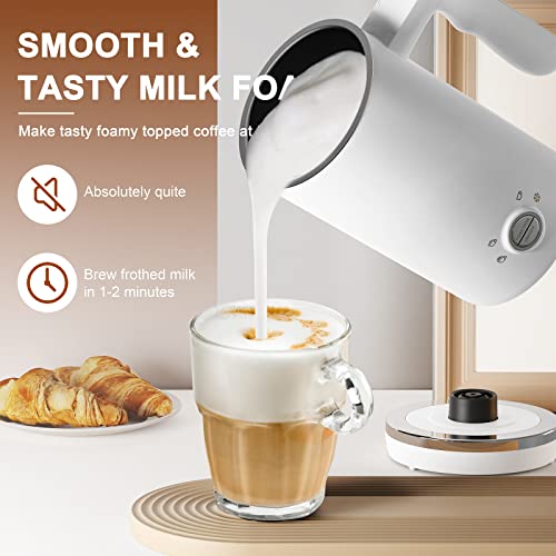  Milk Frother, Upgraded 4-in-1 Electric 10.1oz/300ml Automatic Steamer For Coffee Latte Cappuccinos Mochas Hot Chocolate, And Cold Frother Warmer 120V, White (MK1000)
