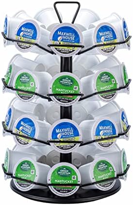  ZCDCP K Cup Holder, Keurig Coffee Pods Carousel With 360 Degree Rotation, 7 Tiers Coffee Pods Storage Carousel Holder For 63 Pods, Matte Black