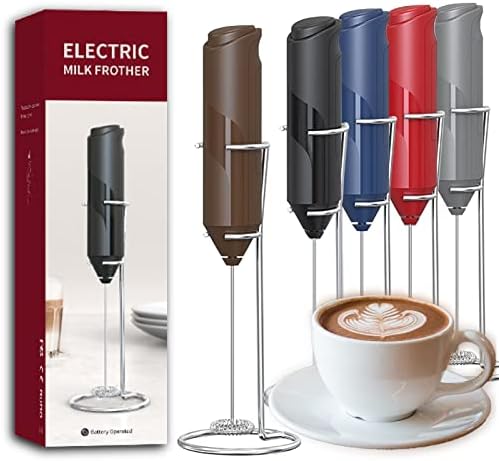  Electric Milk Frother Handheld, Battery Operated Whisk Beater Foam Maker For Coffee, Cappuccino, Latte, Matcha, Hot Chocolate, Mini Drink Mixer,Multi-Function Blender,Frother With Stand(Red)